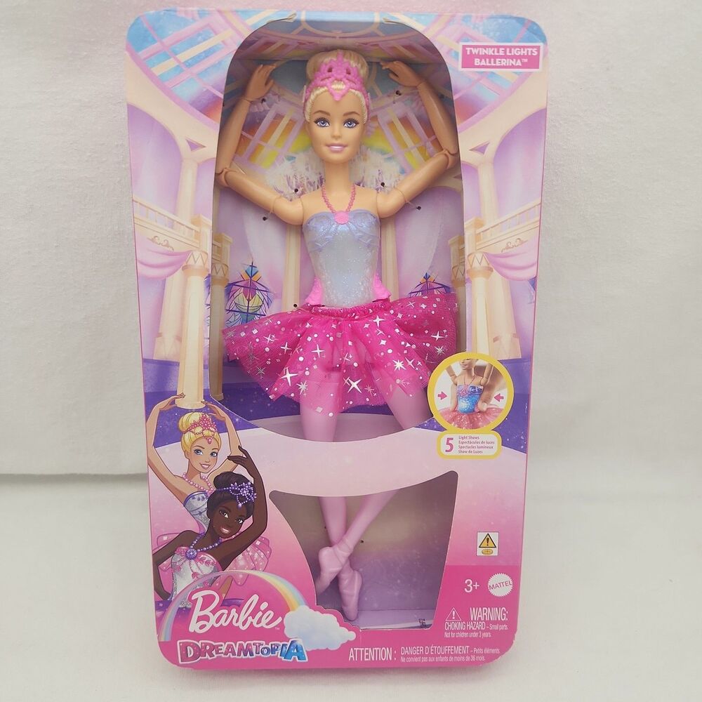 Doll Barbie Dreamtopia Twinkle Lights Ballerina Multicolor 5 Different Shows New